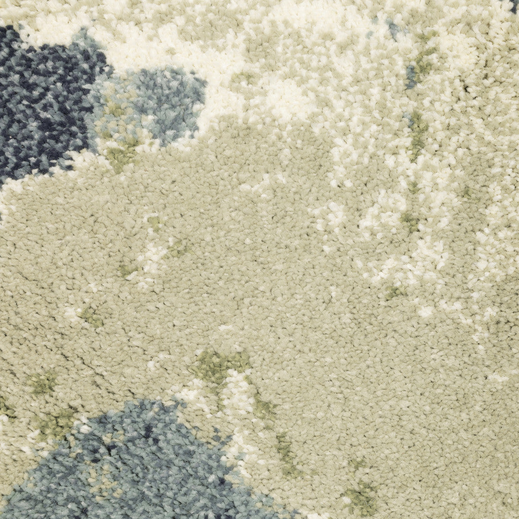 2' X 3' Blue Light Blue Grey Sage Beige And Ivory Abstract Power Loom Stain Resistant Area Rug