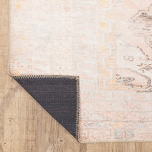 9' X 12' Pink And Blue Oriental Power Loom Stain Resistant Area Rug