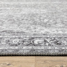 4' X 6' Grey Oriental Power Loom Stain Resistant Area Rug