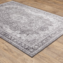 4' X 6' Grey Oriental Power Loom Stain Resistant Area Rug