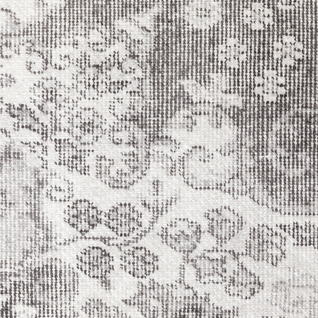 4' X 6' Grey Oriental Power Loom Stain Resistant Area Rug