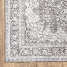 5' X 8' Grey Oriental Power Loom Stain Resistant Area Rug