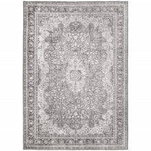 8' X 10' Grey Oriental Power Loom Stain Resistant Area Rug