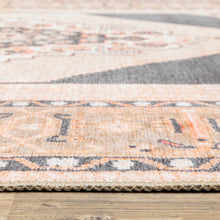 9' X 12' Grey And Gold Oriental Power Loom Stain Resistant Area Rug