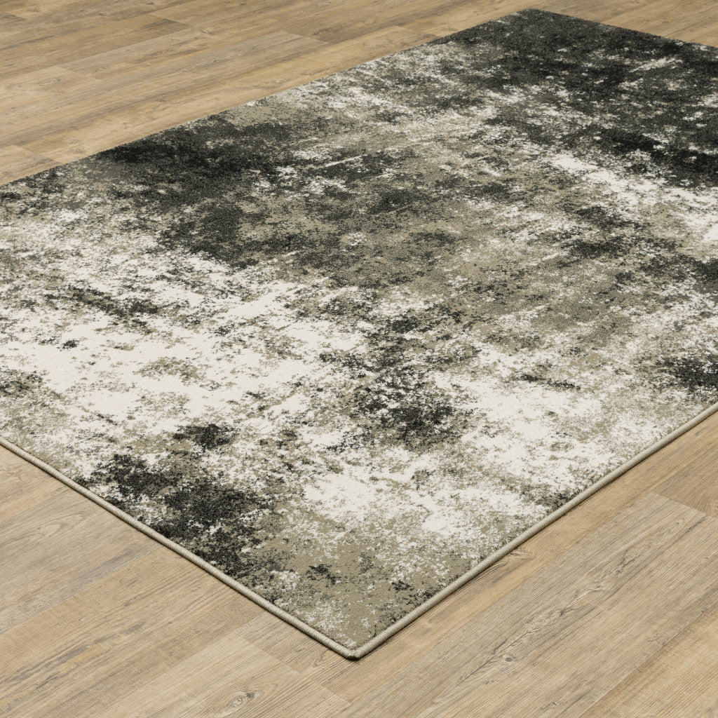 Charcoal Grey And Beige Abstract Power Loom Stain Resistant Area Rug - 4' x 6'