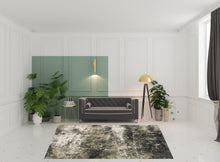 8' X 10' Charcoal Grey And Beige Abstract Power Loom Stain Resistant Area Rug