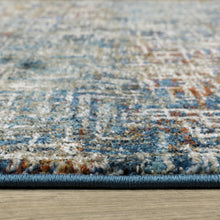 6' X 9' Blue Teal Gold Rust And Beige Abstract Power Loom Stain Resistant Area Rug