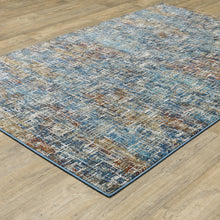 8' X 10' Blue Teal Gold Rust And Beige Abstract Power Loom Stain Resistant Area Rug