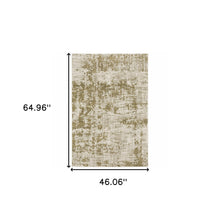 4' X 6' Beige Gold And Grey Abstract Power Loom Stain Resistant Area Rug