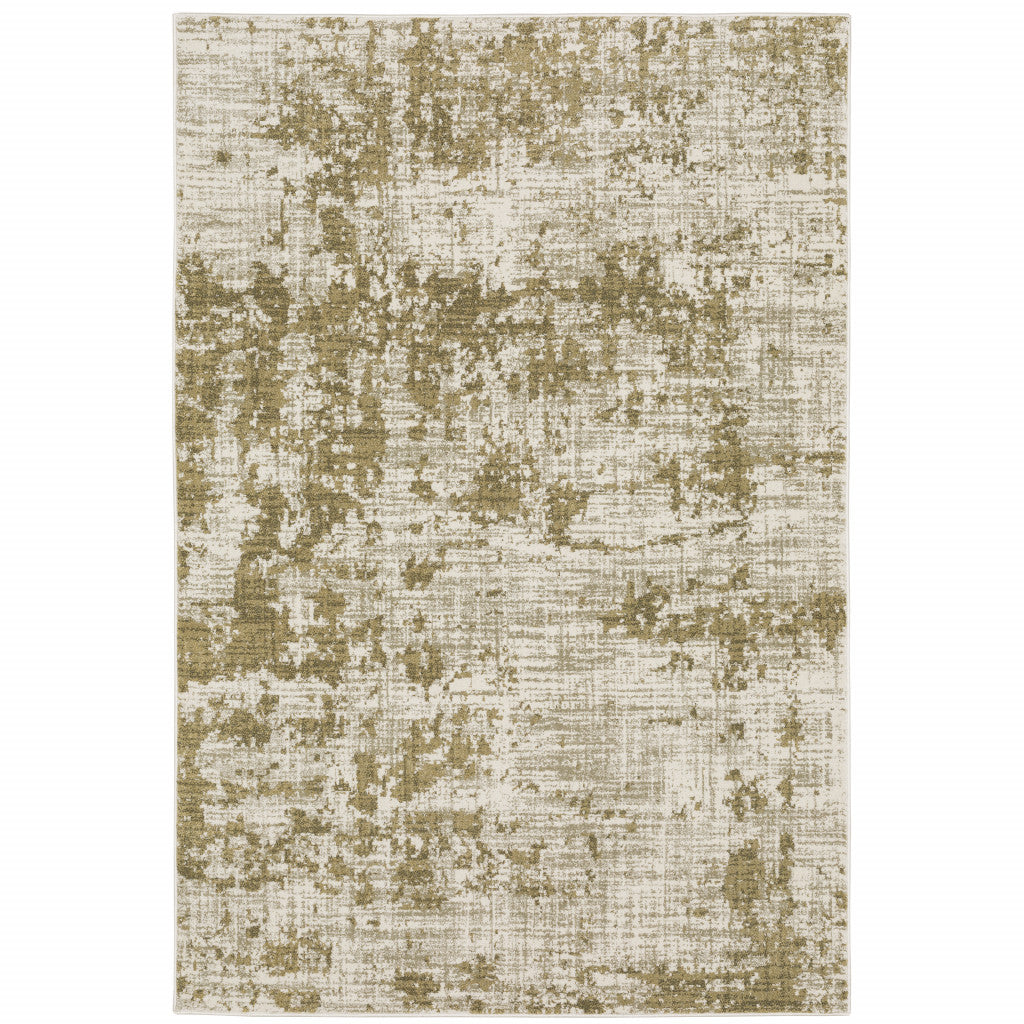 6' X 9' Beige Gold And Grey Abstract Power Loom Stain Resistant Area Rug