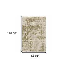 8' X 10' Beige Gold And Grey Abstract Power Loom Stain Resistant Area Rug