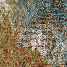 Blue Gold Teal Rust Grey And Beige Abstract Power Loom Stain Resistant Area Rug - 5' x 7'