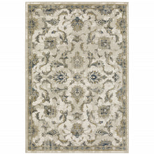8' X 10' Beige Gold Blue And Grey Oriental Power Loom Stain Resistant Area Rug