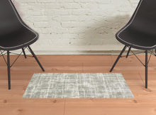 2' X 3' Grey And Ivory Abstract Shag Power Loom Stain Resistant Area Rug