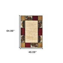 4' X 6' Ivory Southwestern Power Loom Stain Resistant Area Rug