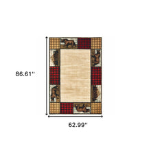 5' X 7' Ivory Southwestern Power Loom Stain Resistant Area Rug