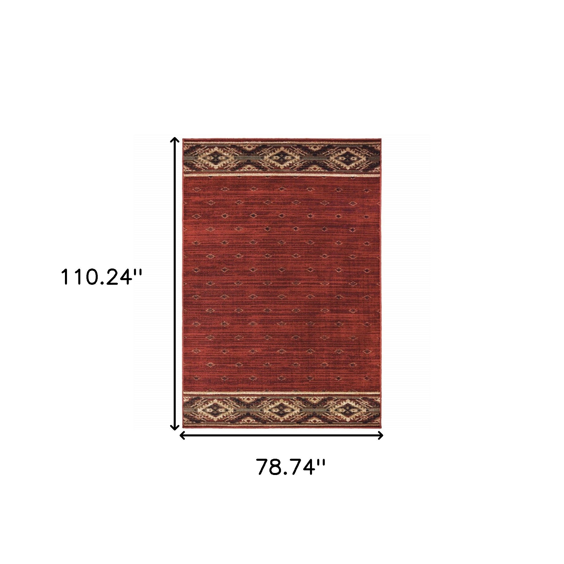 6' X 9' Berry Gold And Ivory Southwestern Power Loom Stain Resistant Area Rug
