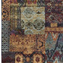 2' X 3' Gold Blue Purple Green And Red Abstract Power Loom Stain Resistant Area Rug