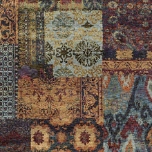 6' X 9' Gold Blue Purple Green And Red Abstract Power Loom Stain Resistant Area Rug