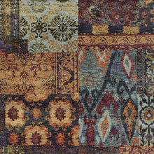 8' X 10' Gold Blue Purple Green And Red Abstract Power Loom Stain Resistant Area Rug