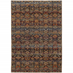 2' X 3' Multi And Blue Abstract Power Loom Stain Resistant Area Rug