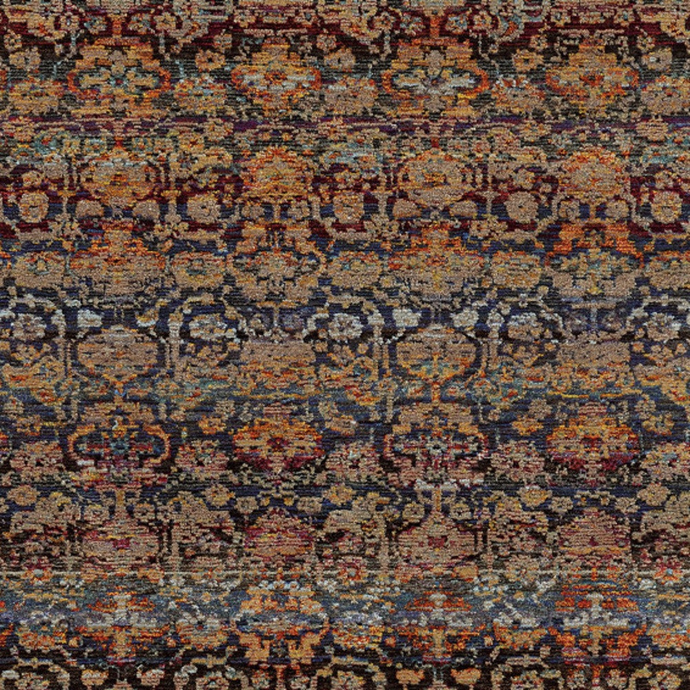 2' X 3' Multi And Blue Abstract Power Loom Stain Resistant Area Rug