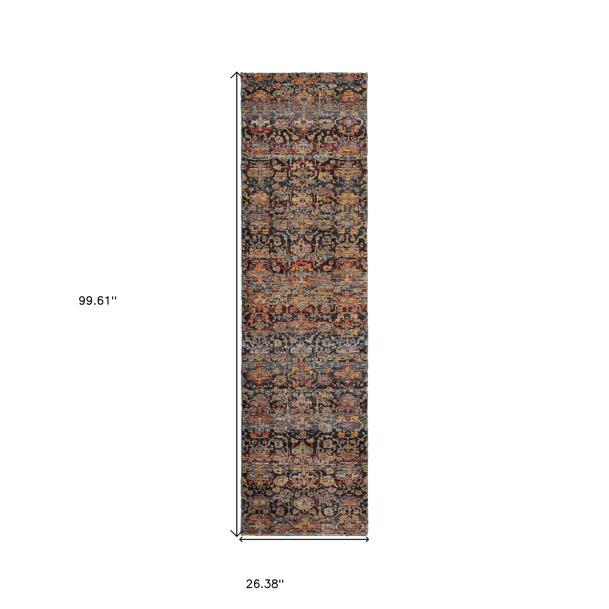 2' X 8' Multi And Blue Abstract Power Loom Stain Resistant Runner Rug