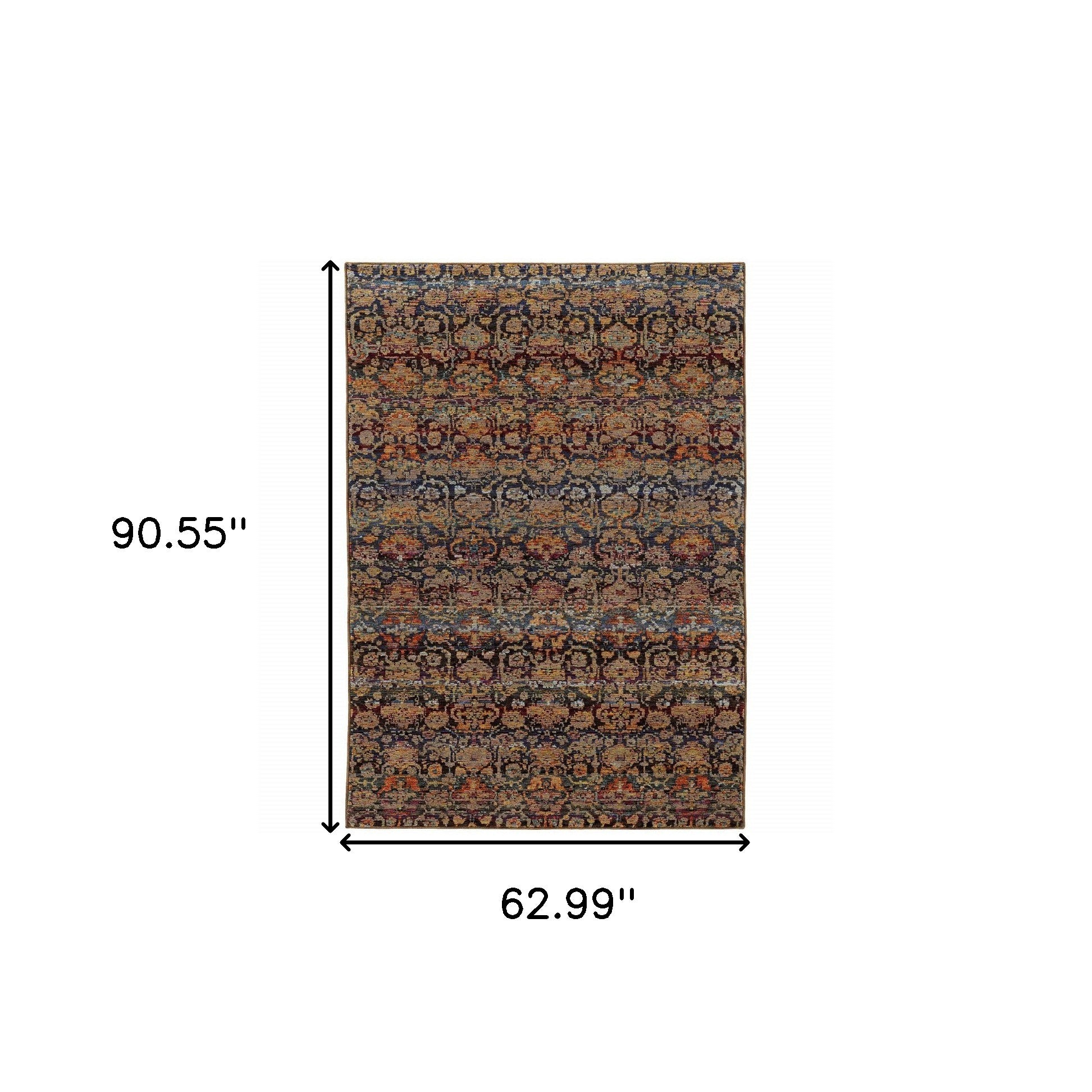 5' X 7' Multi And Blue Abstract Power Loom Stain Resistant Area Rug