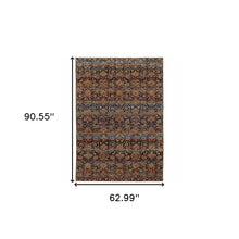 5' X 7' Multi And Blue Abstract Power Loom Stain Resistant Area Rug