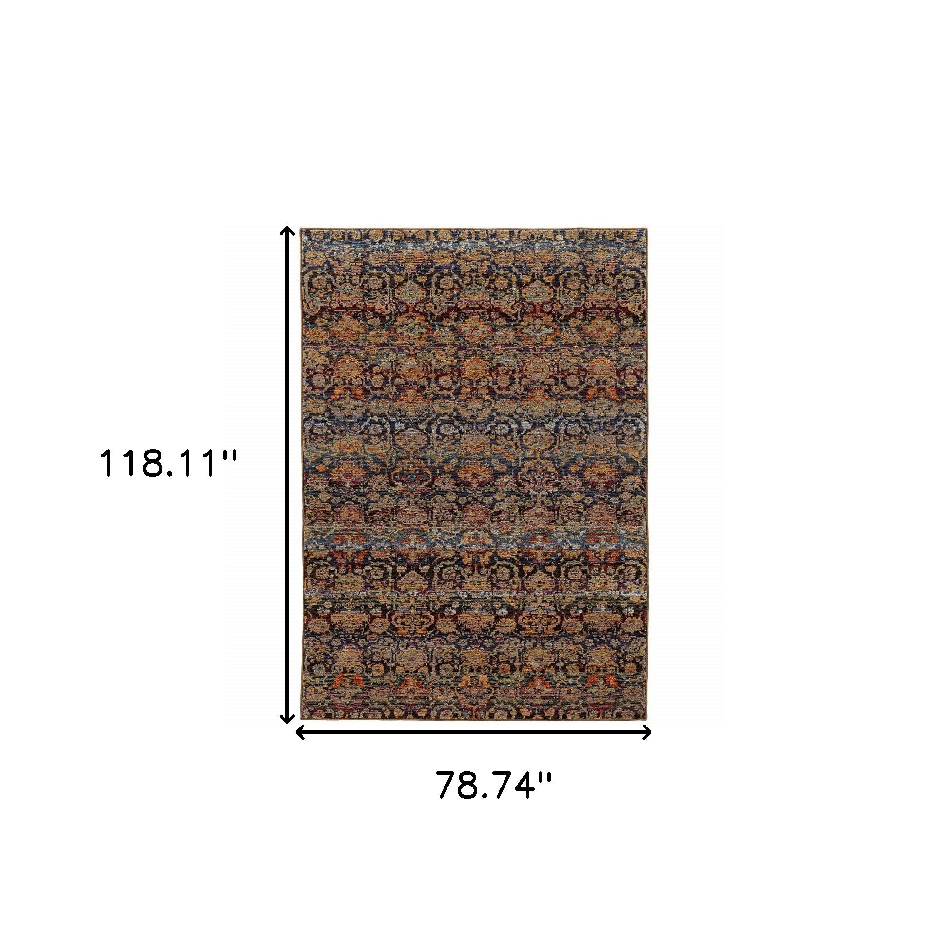 6' X 9' Multi And Blue Abstract Power Loom Stain Resistant Area Rug