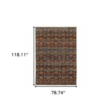 6' X 9' Multi And Blue Abstract Power Loom Stain Resistant Area Rug