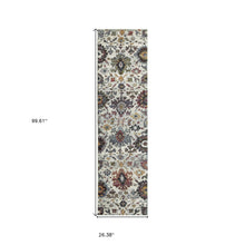 2' X 8' Stone Grey Purple Green Gold And Teal Oriental Power Loom Stain Resistant Runner Rug
