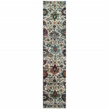 2' X 10' Green And Ivory Oriental Power Loom Runner Rug