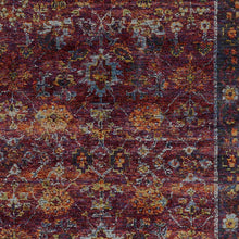 10' X 13' Red Purple Gold And Grey Oriental Power Loom Stain Resistant Area Rug