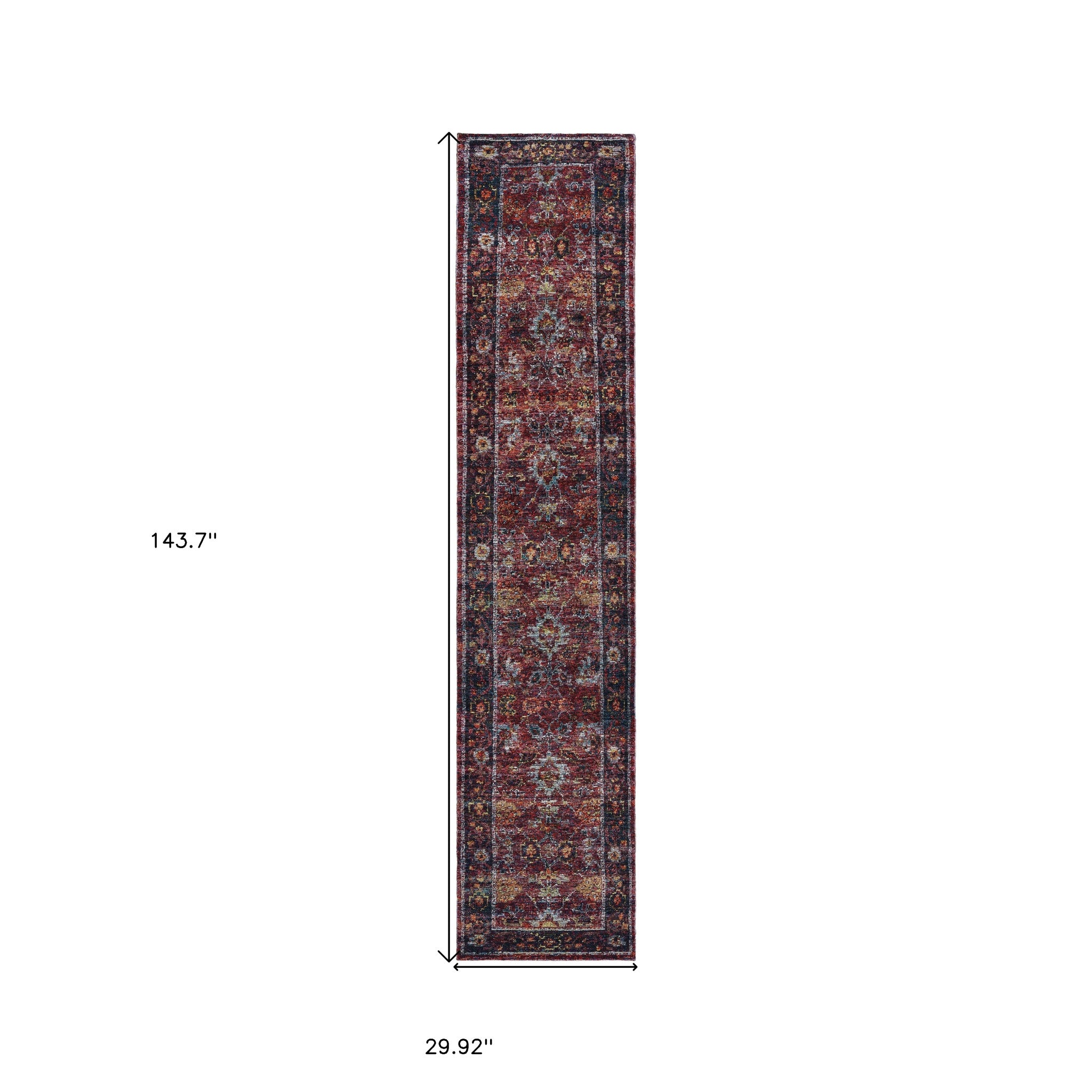 2' X 10' Red Purple Gold And Grey Oriental Power Loom Stain Resistant Runner Rug