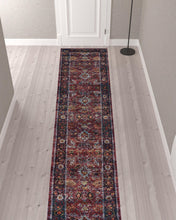 2' X 10' Red Purple Gold And Grey Oriental Power Loom Stain Resistant Runner Rug