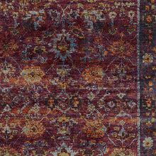 8' X 10' Red Purple Gold And Grey Oriental Power Loom Stain Resistant Area Rug