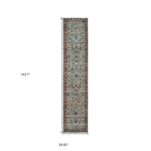2' X 10' Blue Red Green And Gold Oriental Power Loom Stain Resistant Runner Rug