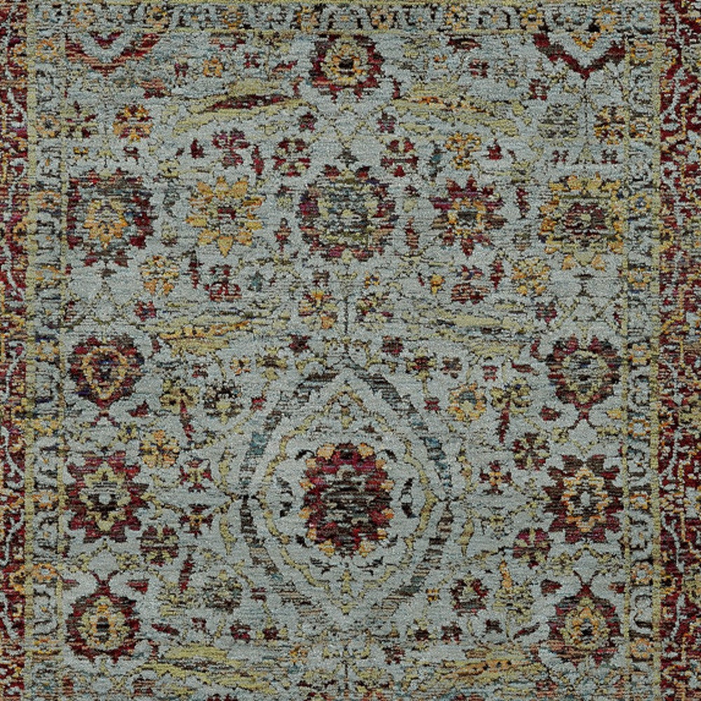 8' X 10' Blue Red Green And Gold Oriental Power Loom Stain Resistant Area Rug