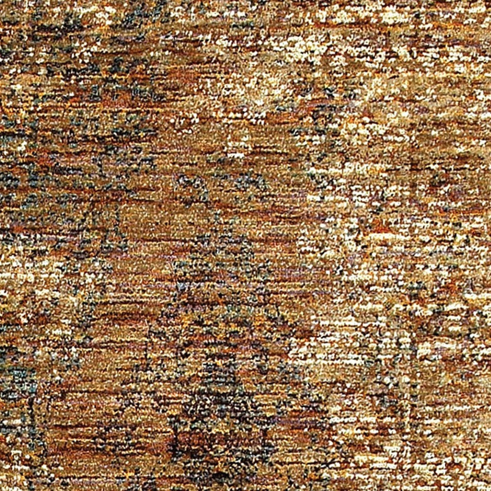 2' X 8' Gold And Brown Oriental Power Loom Stain Resistant Runner Rug