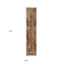 2' X 10' Gold And Brown Oriental Power Loom Stain Resistant Runner Rug