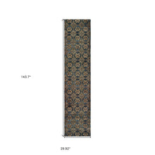 2' X 10' Blue And Gold Oriental Power Loom Stain Resistant Runner Rug