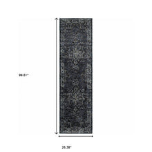 2' X 8' Blue And Brown Oriental Power Loom Stain Resistant Runner Rug