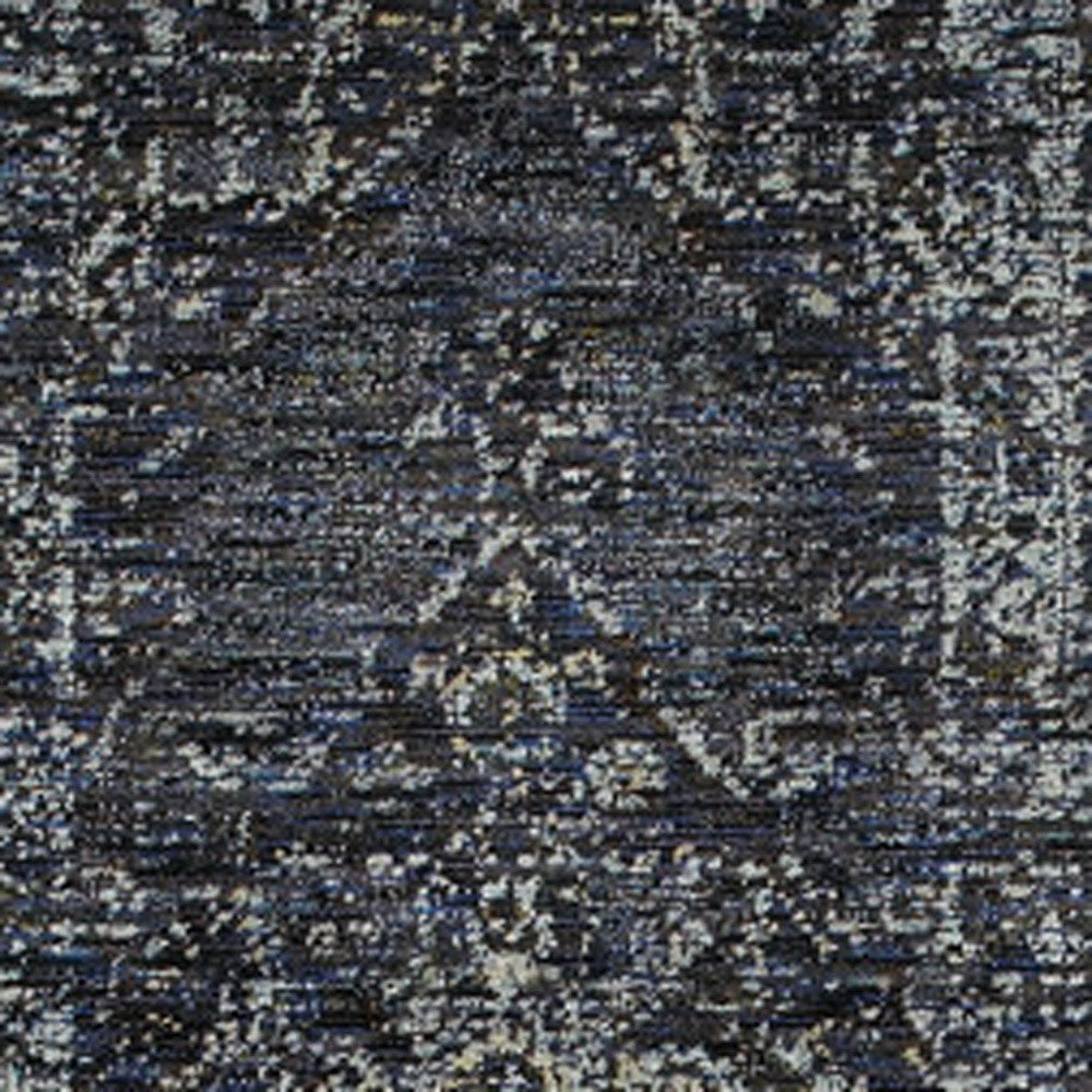 2' X 8' Blue And Brown Oriental Power Loom Stain Resistant Runner Rug