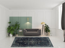 8' X 10' Blue And Brown Oriental Power Loom Stain Resistant Area Rug