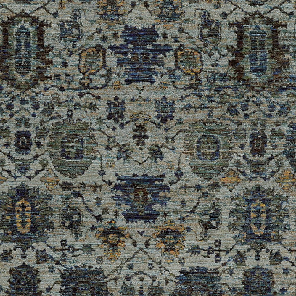 2' X 3' Blue And Navy Oriental Power Loom Stain Resistant Area Rug