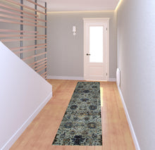 2' X 8' Blue And Navy Oriental Power Loom Stain Resistant Runner Rug