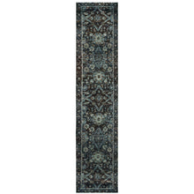 2' X 10' Navy And Blue Oriental Power Loom Stain Resistant Runner Rug