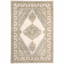2' X 3' Beige And Ivory Oriental Power Loom Stain Resistant Area Rug