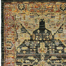 2' X 10' Gold And Black Oriental Power Loom Runner Rug